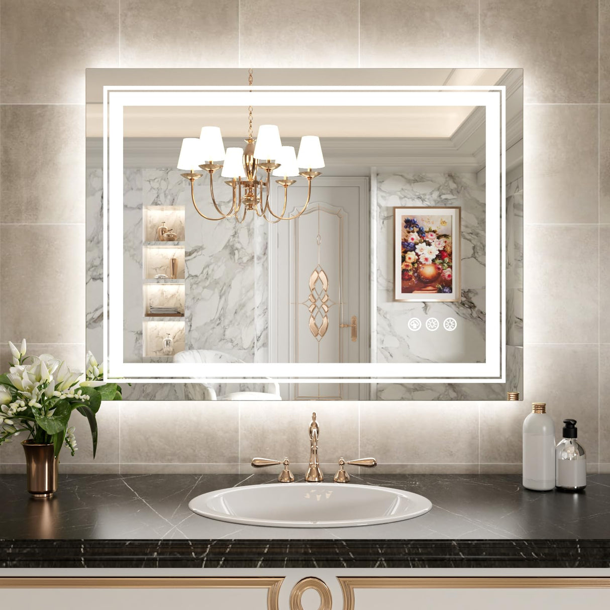 LED Bathroom Mirror with RGB Backlit and Front Light