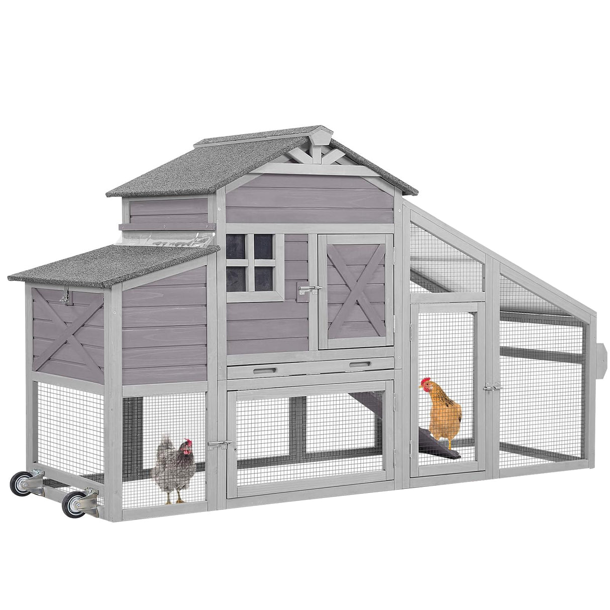 Chicken Coop Outdoor Wooden Hen House 65" with Large Nesting Box