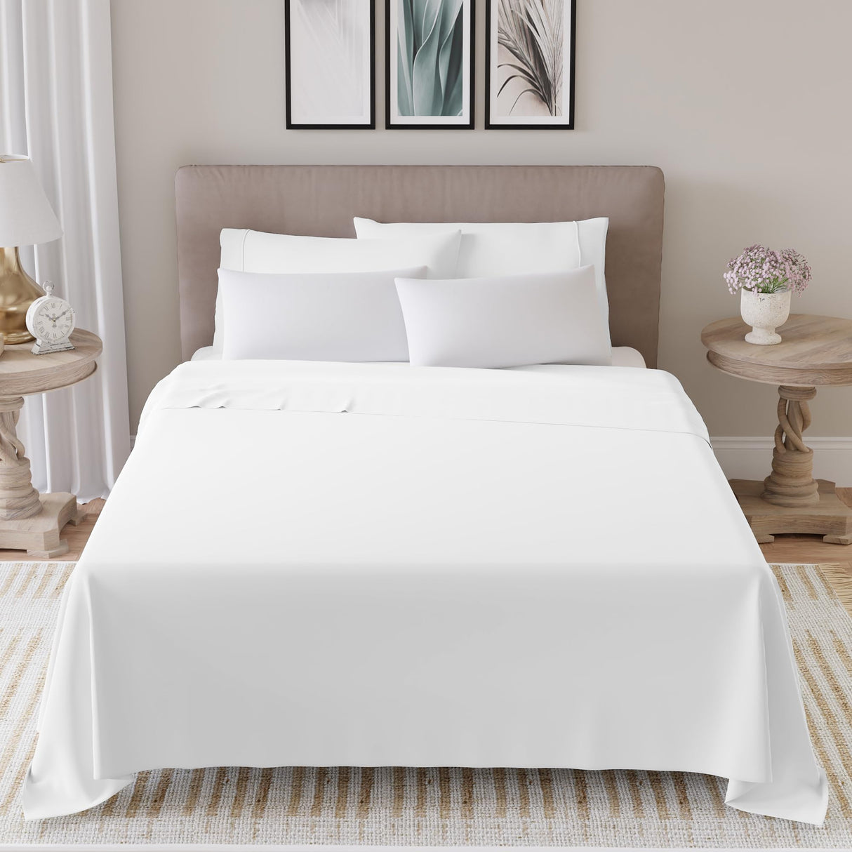 Ultra-Soft & Silky 600 Thread Count Sateen Bed Sheet, 4-Piece Queen Sheets Set