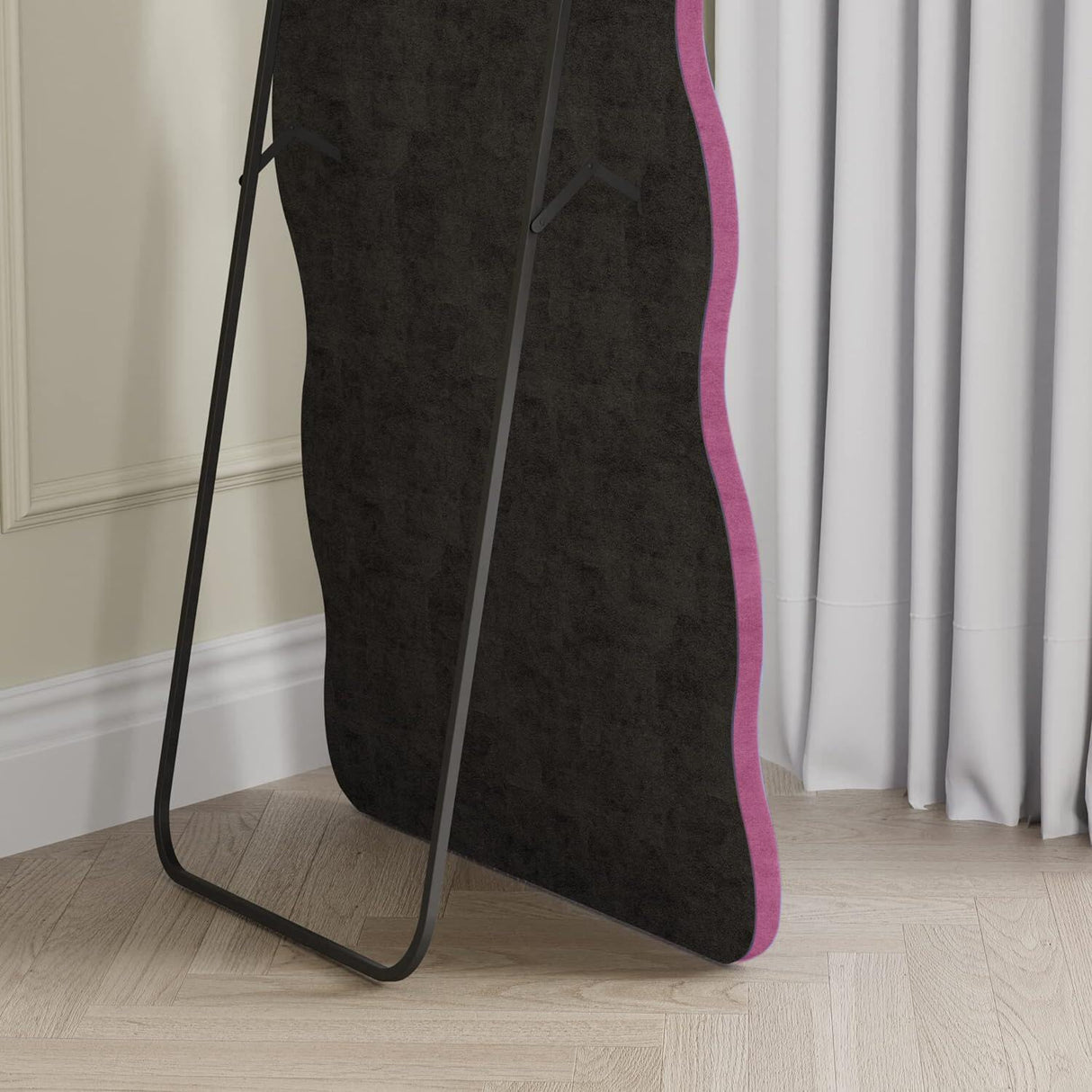 Full Length Mirror, 63" x 24"Irregular Wavy Mirror, Large Floor Length Mirror Wall Mounted,