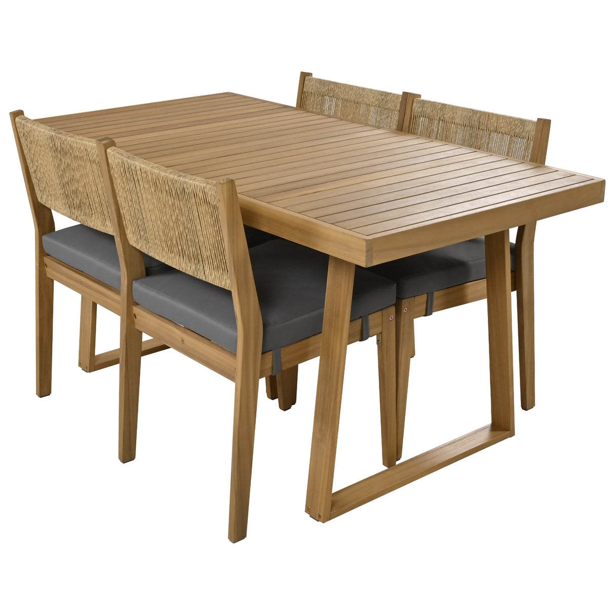 Acacia Wood Outdoor Dining Set for 4,Waterproof Patio Furniture