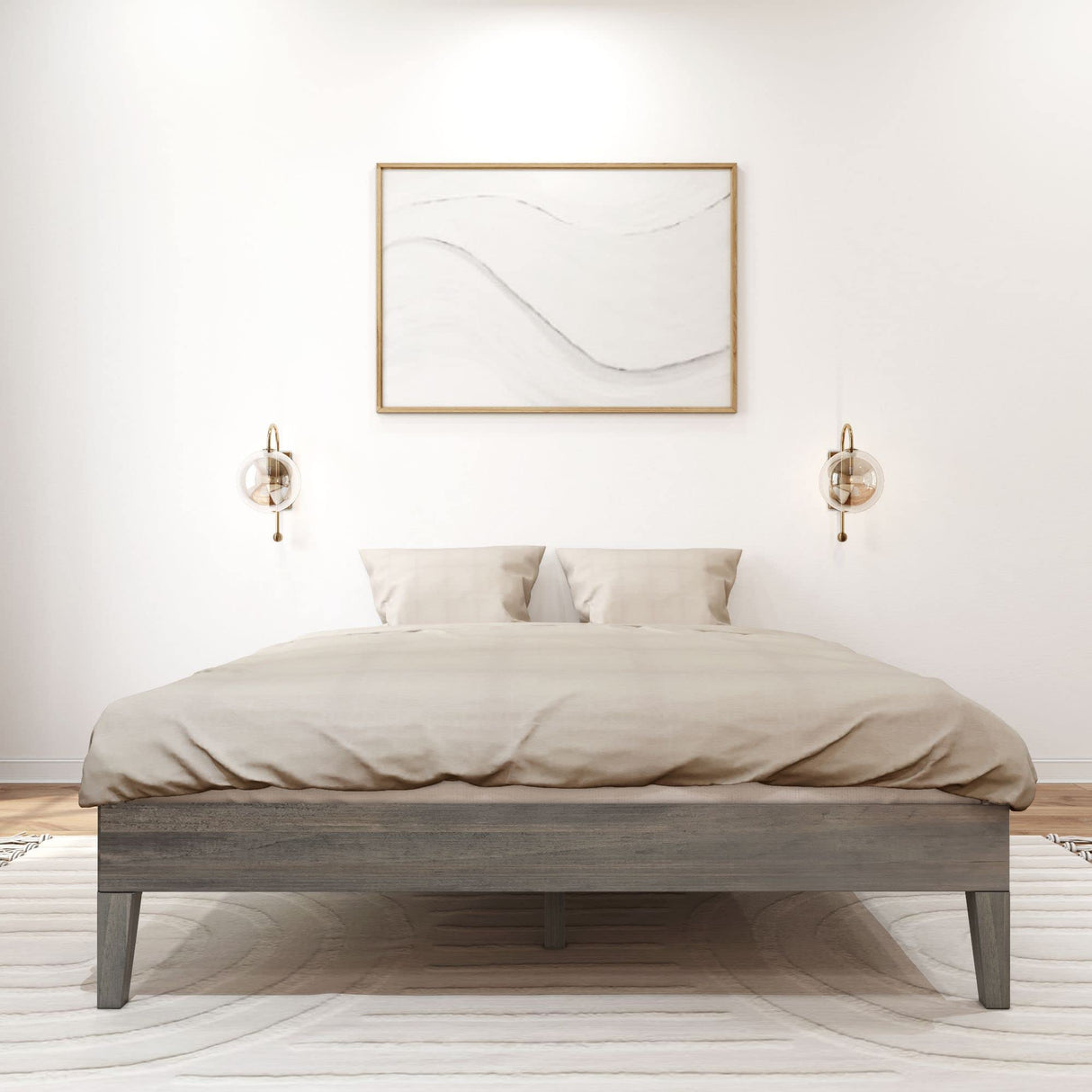 Solid Wood Platform Bed Frame, Strong Wood Slat Support