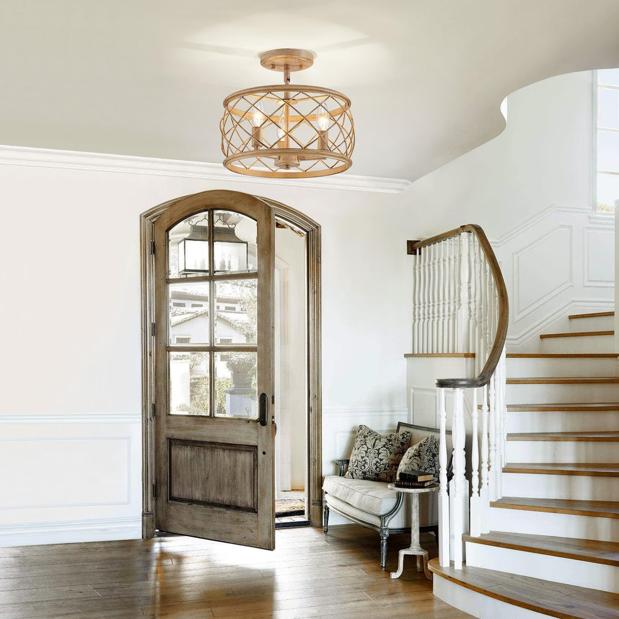 Flush Mount Ceiling Light, 12.8 Inch Drum Light Fixtures Ceiling Mount