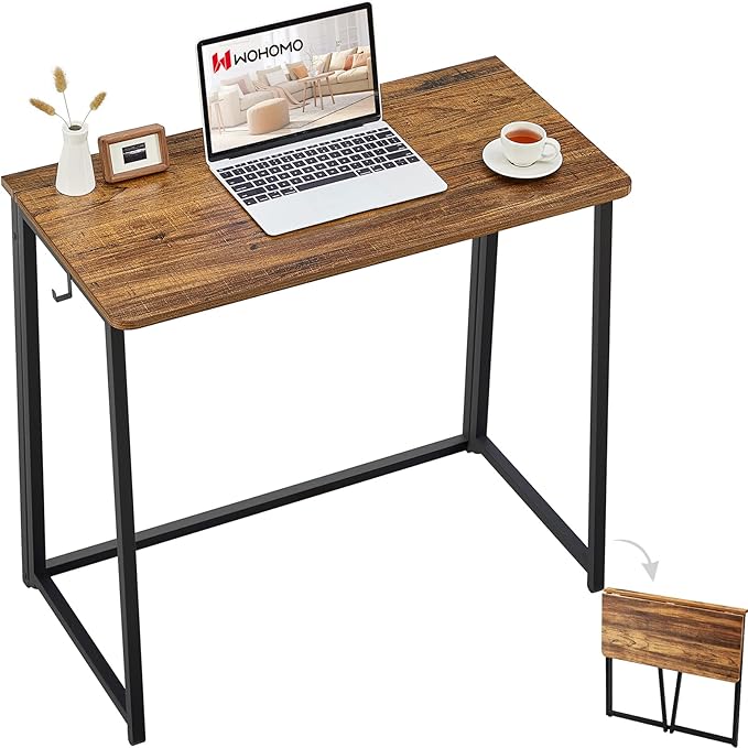 Folding Desk, Small Foldable Desk 31.5" for Small Spaces, Space Saving Computer Table Writing