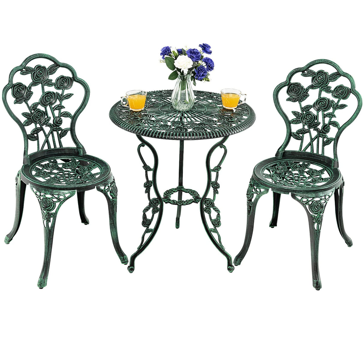 3-Piece Outdoor Bistro Set Rust-Resistant Cast Aluminum Table and Chairs