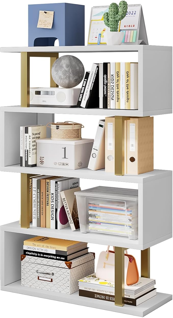 Bookshelf Geometric Bookcase S Shaped Industrial Bookshelf Storage Display Stand