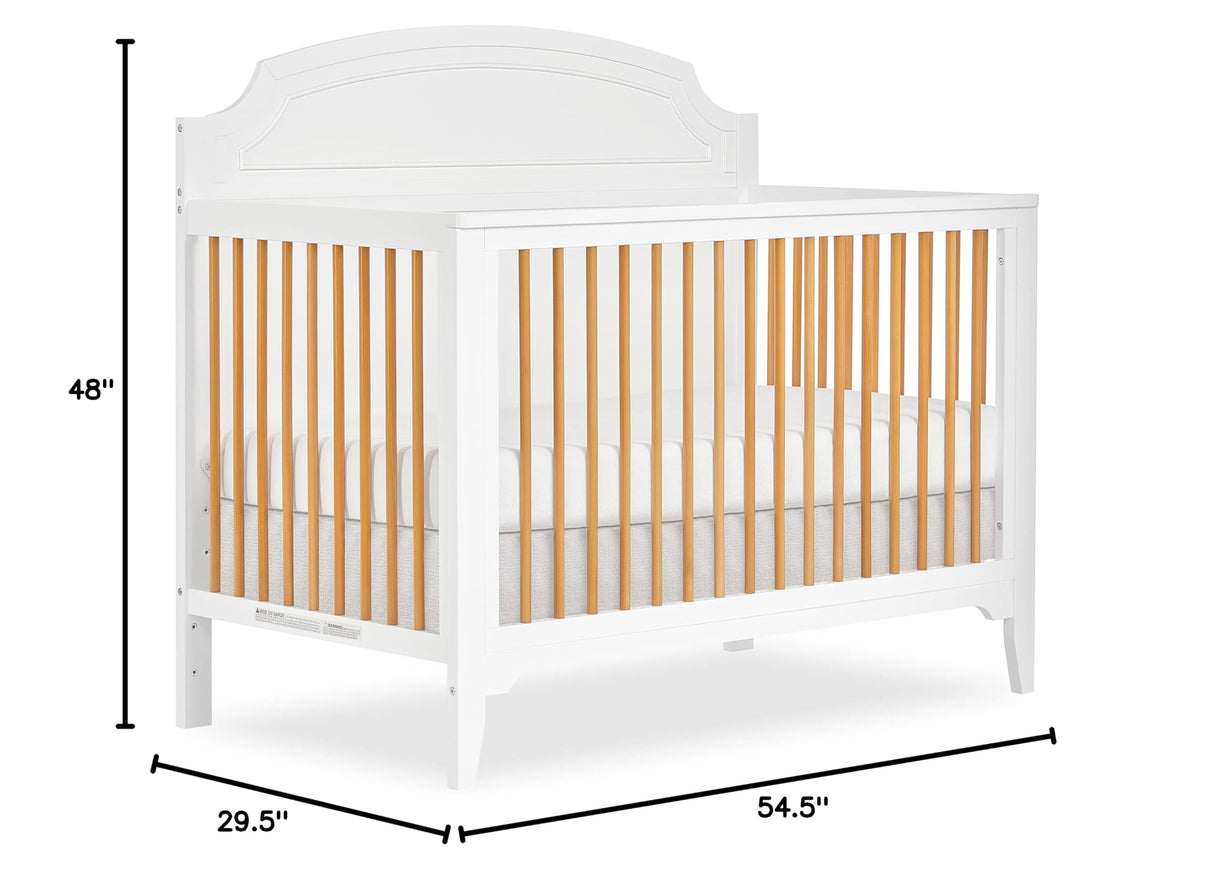 JPMA & Greenguard Gold Certified Milton 5-in-1 Convertible Crib Made with Sustainable New Zealand Pinewood in White and Natural, Non-Toxic Finish
