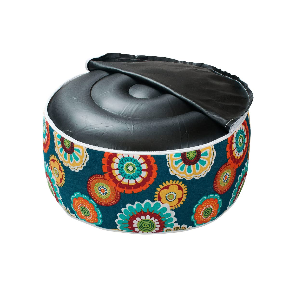 Indoor/Outdoor Inflatable Stool Ottoman Pouf, Water Repellent Round Footrest Footstool