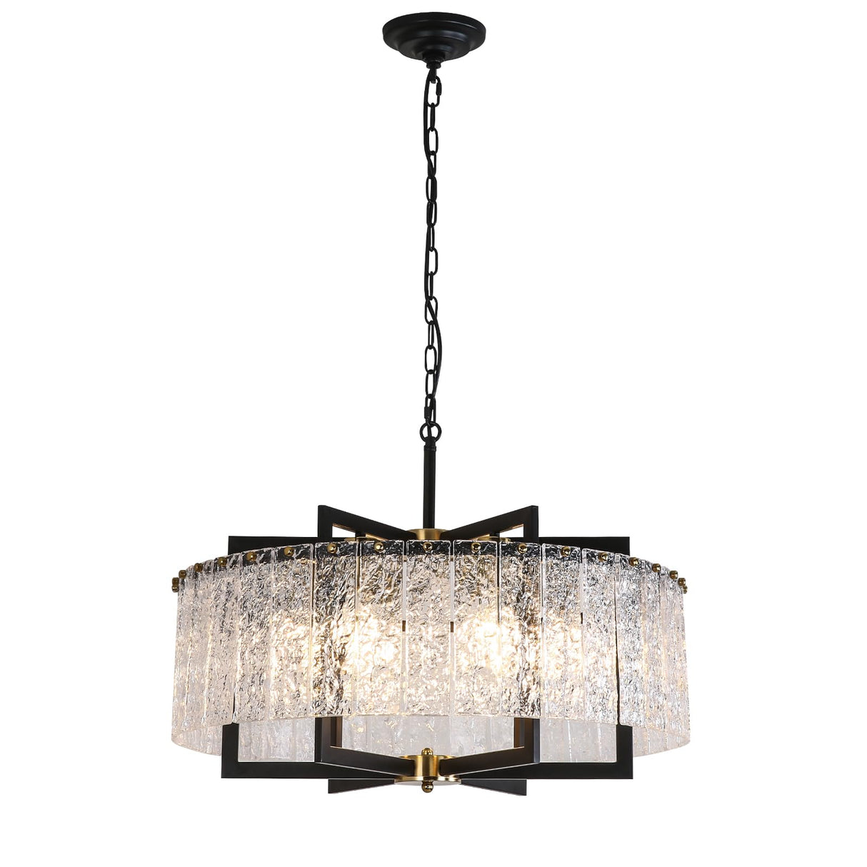 Modern Black Chandeliers,23.6" Crystal Glass Pendant Ceiling Light Fixtures