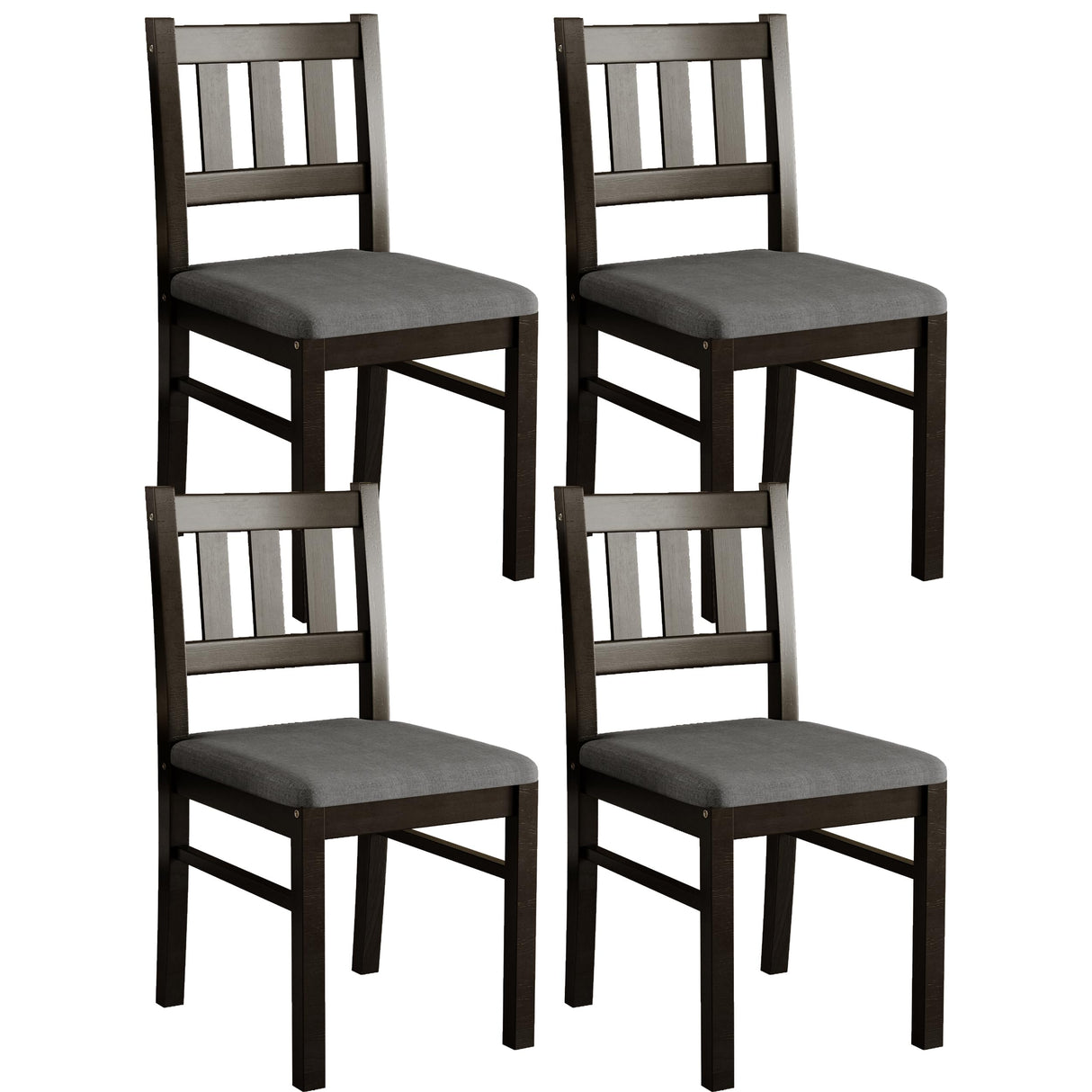 Solid Wood Dining Chairs Set of 4 with Padded Cushions - Modern Upholstered Kitchen Chairs