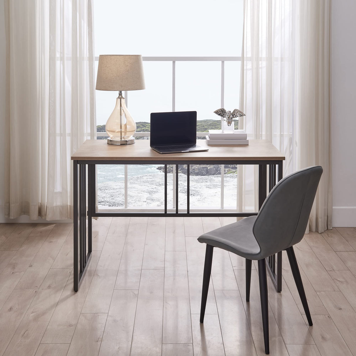 Collapsible Slatted Mission Writing Computer Desk, Space Saving for Bedroom