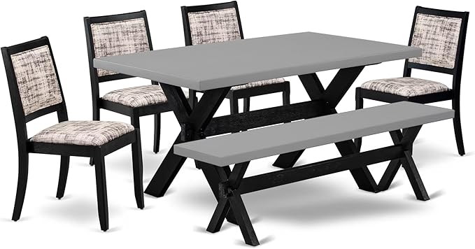 X697DR124-6 6 Piece Dining Set Contains a Rectangle Dining Room Table with X-Legs