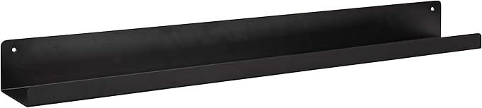 Mezzo Modern Metal Ledge Shelf, 24", Black, Set of 2, Contemporary Floating Shelves