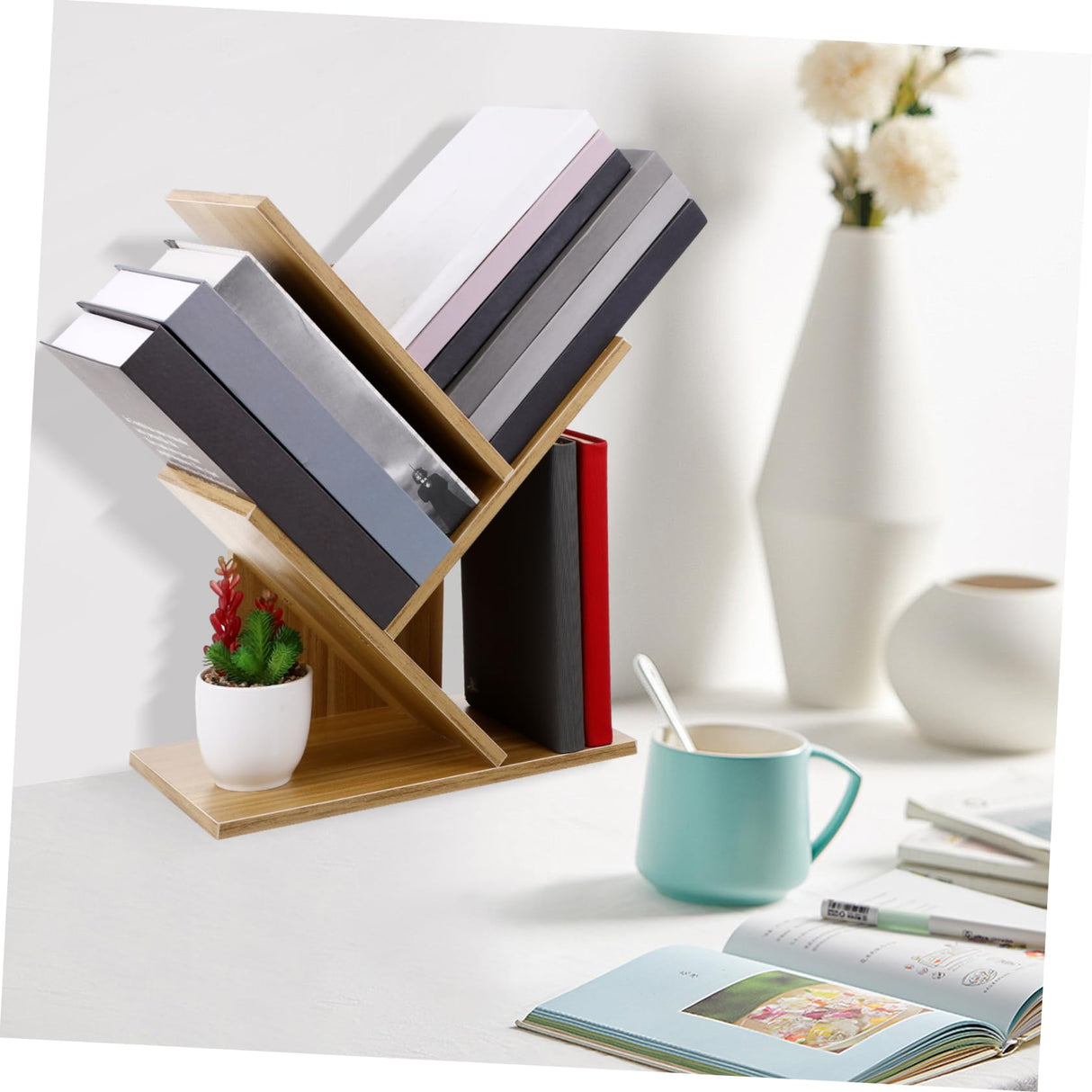 ABOOFAN 3 Desktop Bookcase Desk Bookshelf Organizer Small Bookshelf for Small Spaces Mini Bookshelf for Desk Office Desktop Bookshelf Natural Desktop Bookshelf Table Top Bookshelf