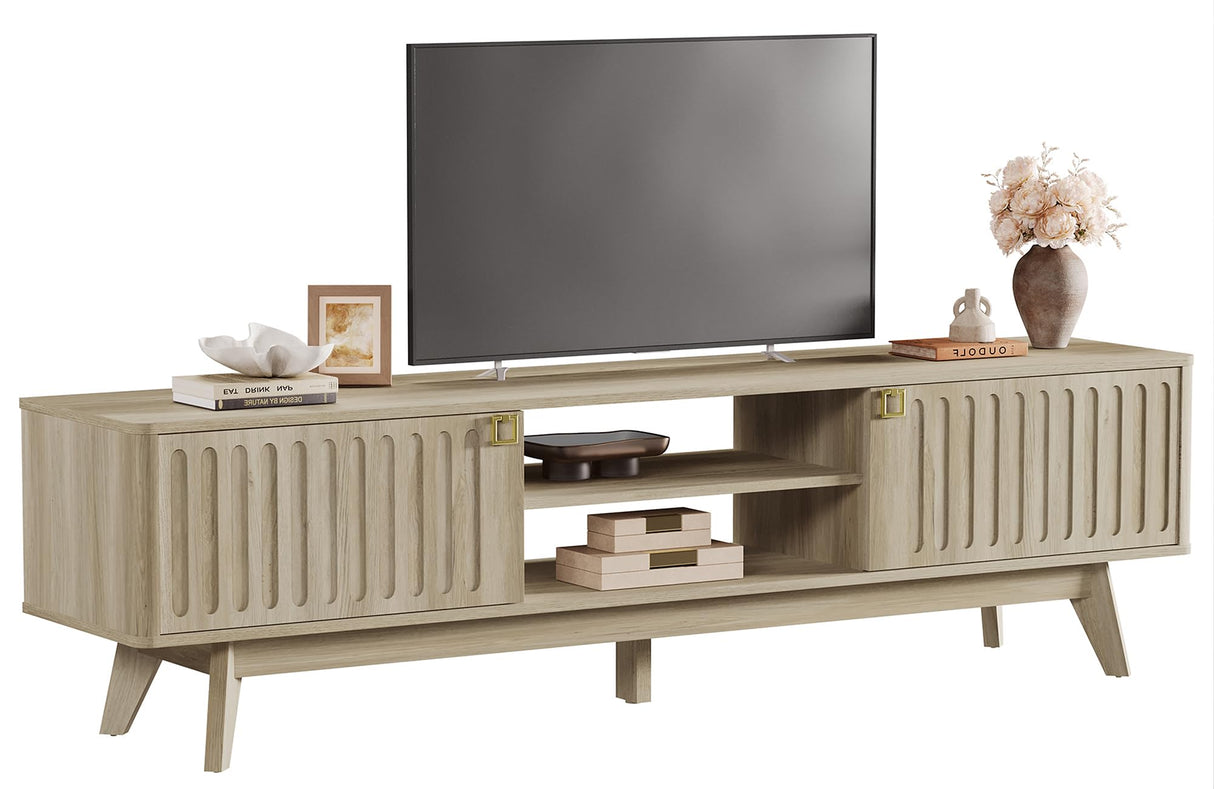 70" TV Stand Entertainment Center with Storage Cabinets