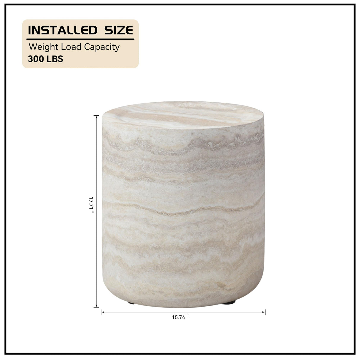 HanStrong Small Round Coffee Table 15.74" Side Table Marble Pattern Drum Shaped End Table Fiberglass Cocktail Table for Living Room Bedroom Office