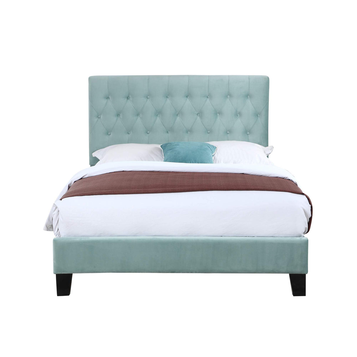 Dalton Velvet Upholstered Bed, Full, Aqua