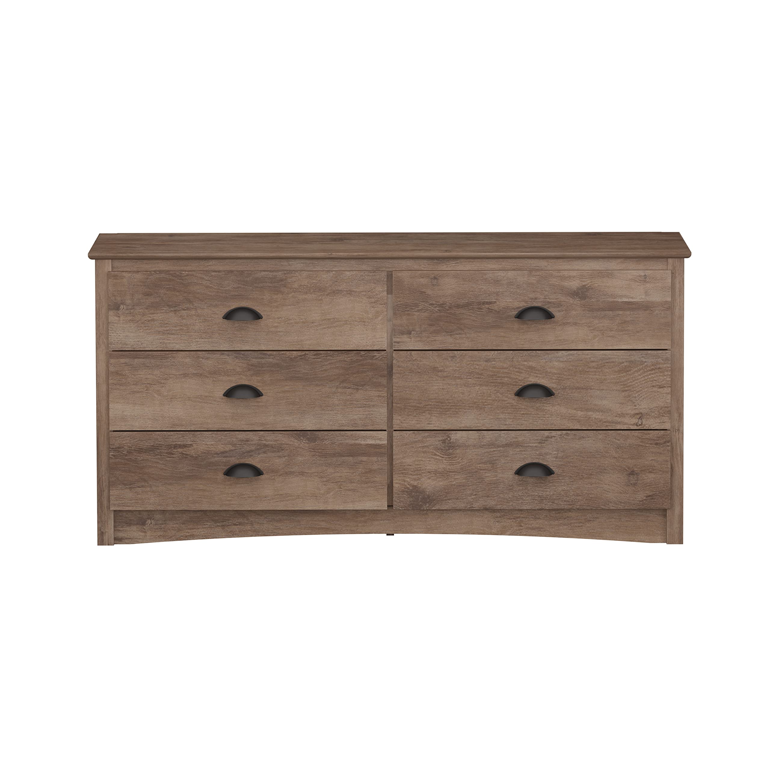 Gray Double Dresser for Bedroom 6 Drawer Wide Chest