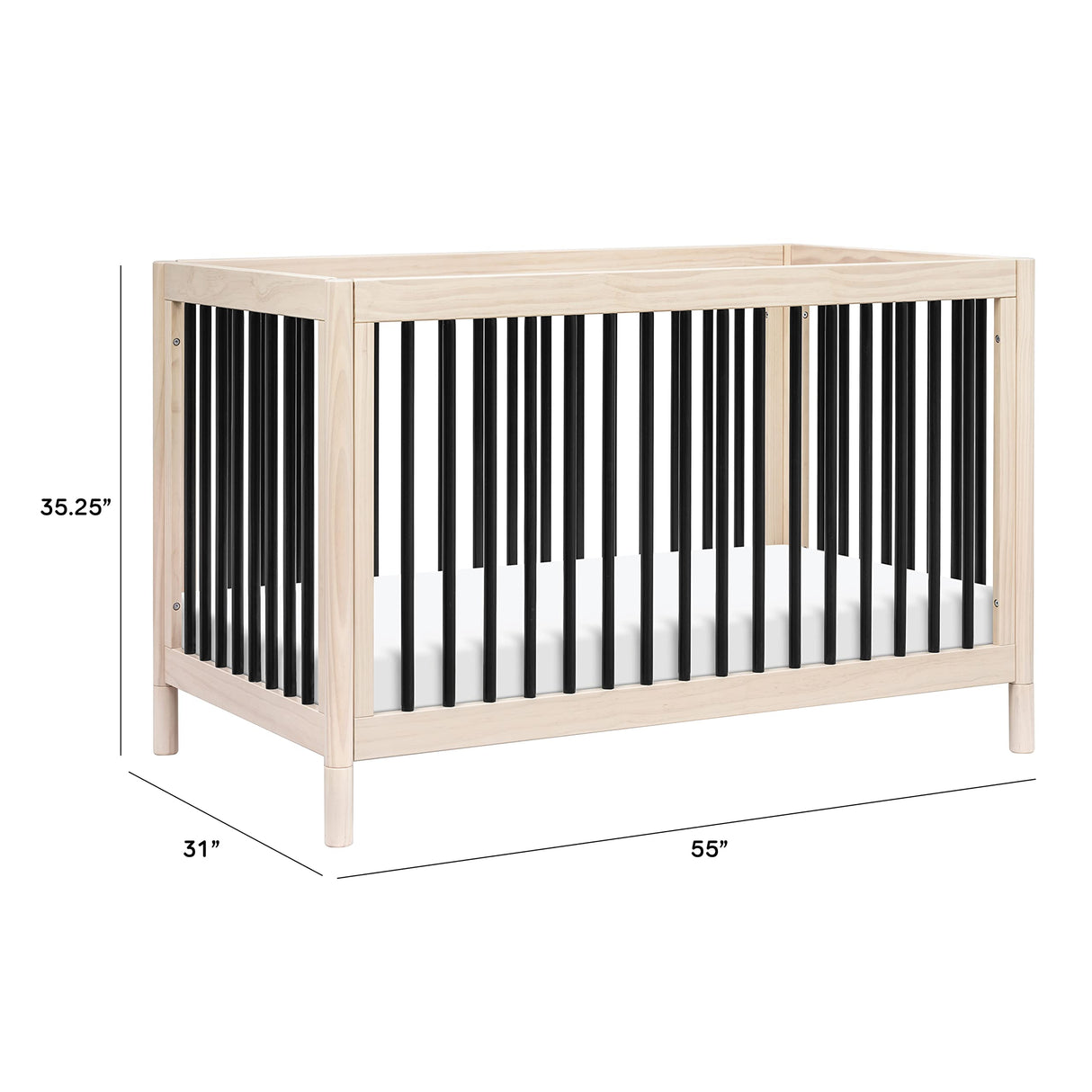 Gelato 4-in-1 Convertible Crib with Toddler Bed Conversion in Washed Natural and Black