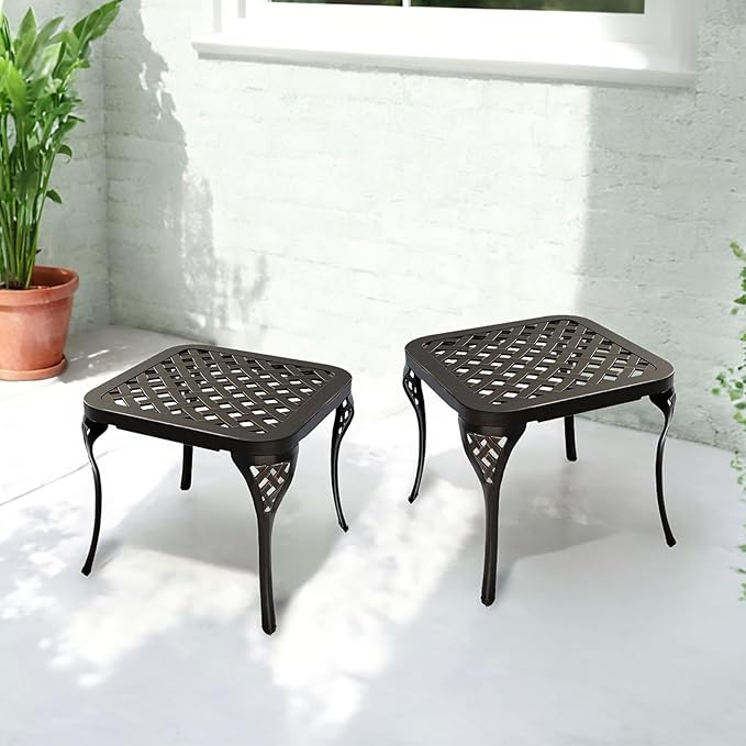 Patio Side Table Outdoor Small End Table Metal Accent Tables for Patio