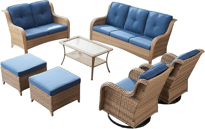 5 Pieces Outdoor Patio Sectional Furniture Set with Ottomans