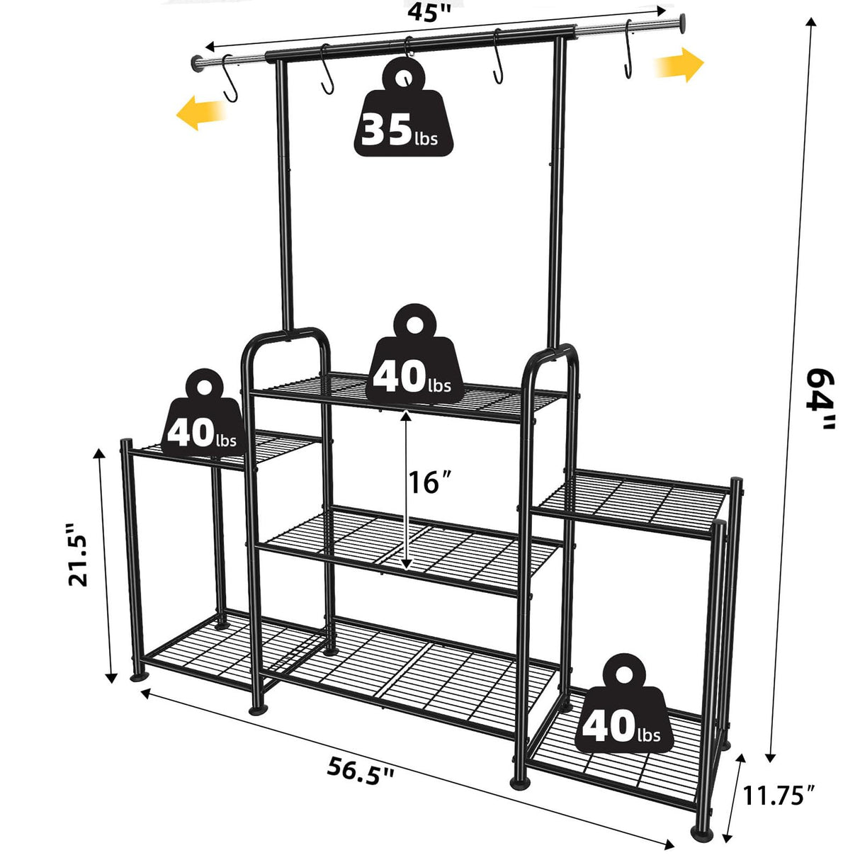 Simple Trending Plant Stand Indoor Outdoor, Metal 3 Tier Tall Hanging Plant Shelf for Multiple Flower Planter Large Heavy Duty Ladder Plant Holder for Garden, Black