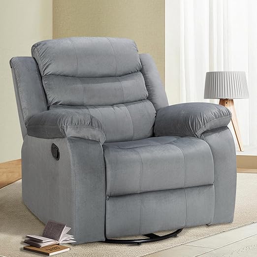 UltraComfort Manual Recliner Chair – Oversized Rocking Sofa with Swivel Base
