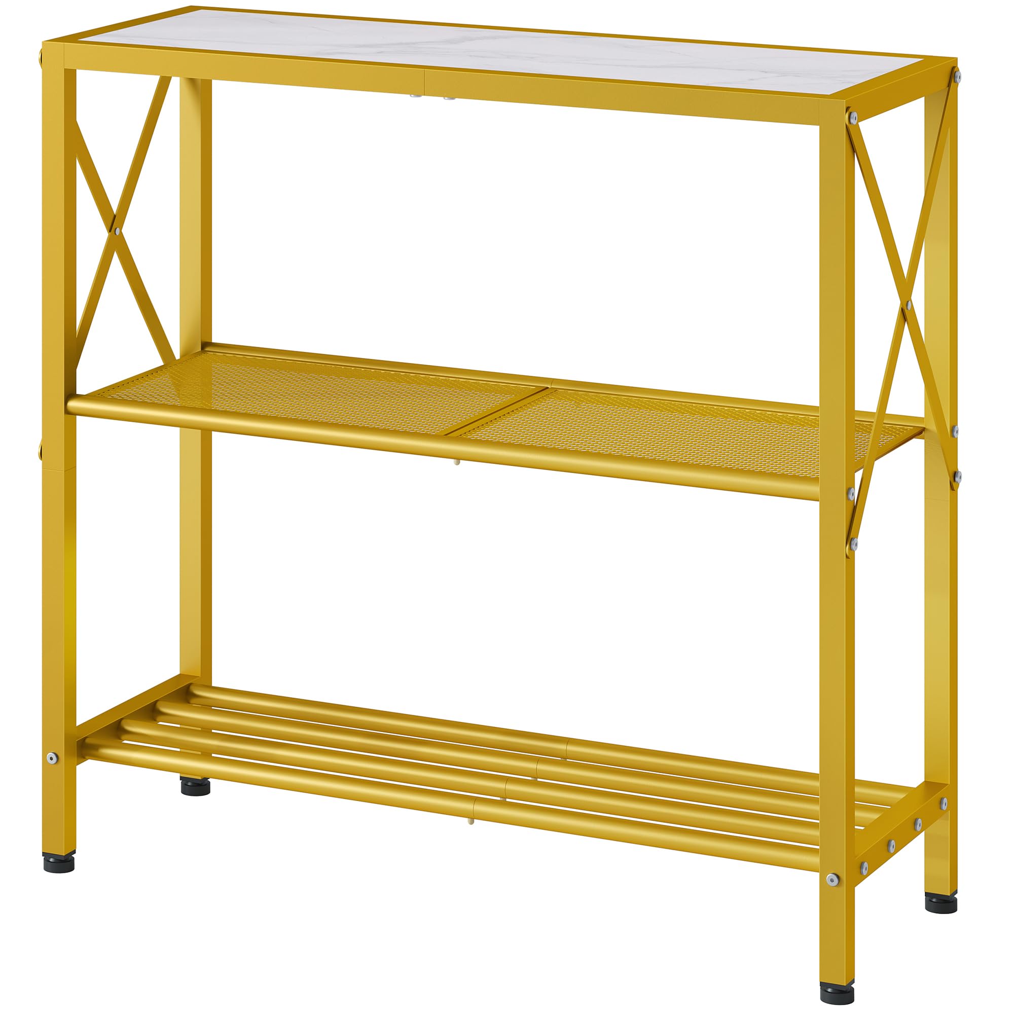 Industrial Console Table, 3 Tier Entryway Table, Metal Frame, Sofa Table with Shelf