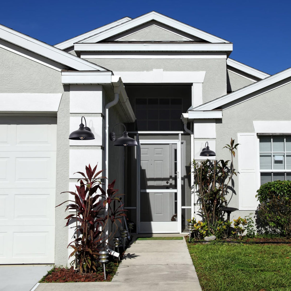 12in. Dusk to Dawn Outdoor Barn Lights Exterior Black Gooseneck Barn Light Fixture