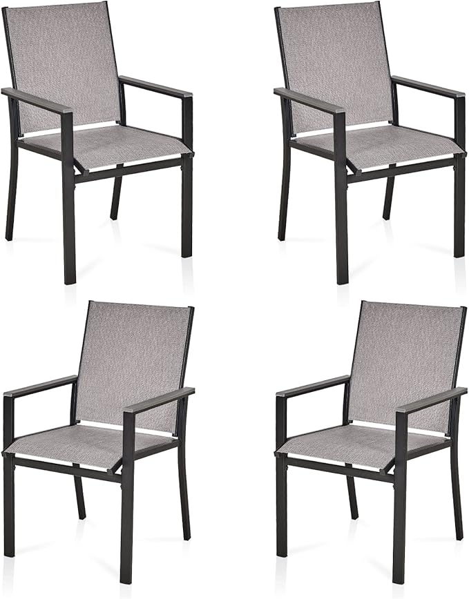 Outdoor Dining Chair Set of 6, Textilene Patio Furniture Chair