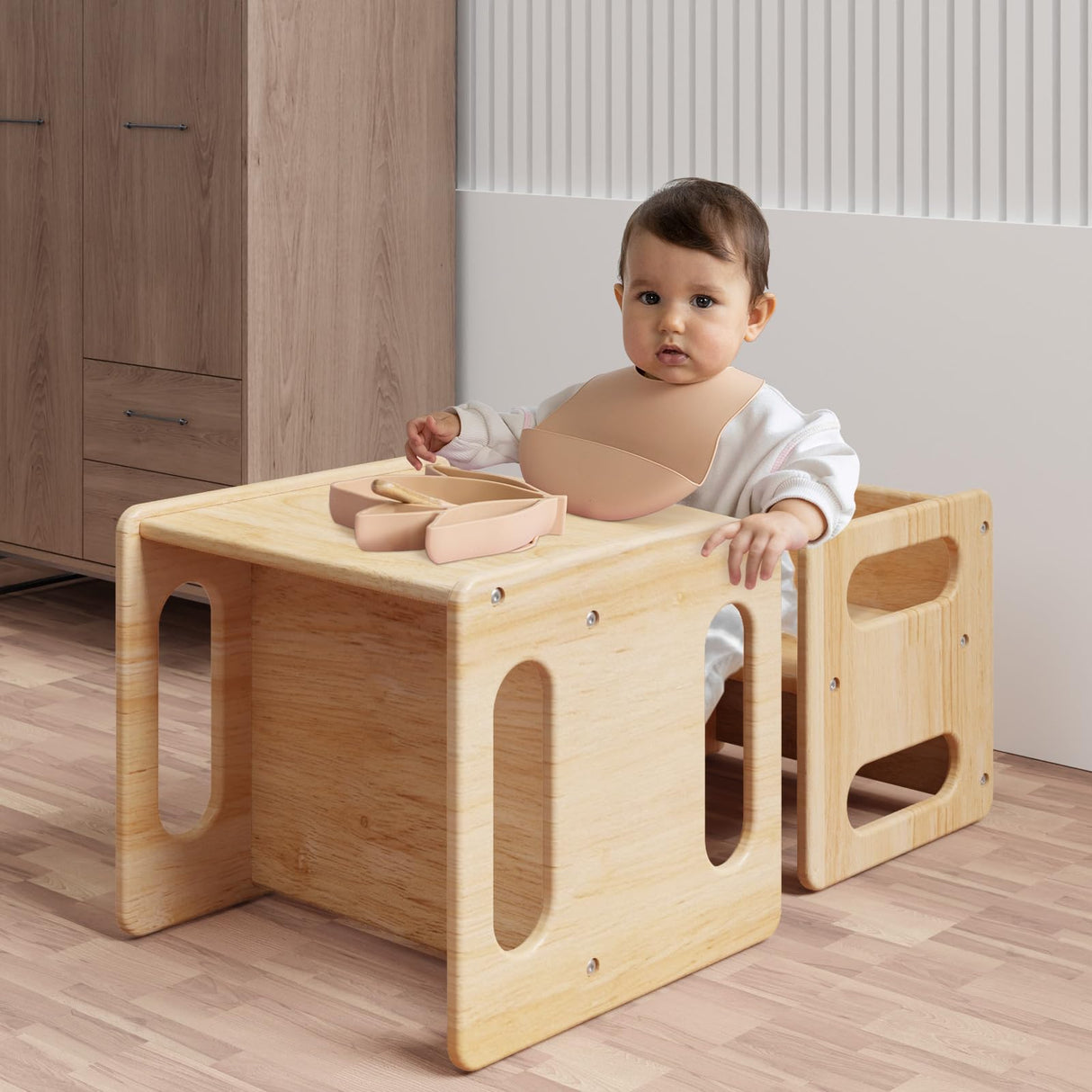 Montessori Weaning Table and Chair Set for Toddler and Baby