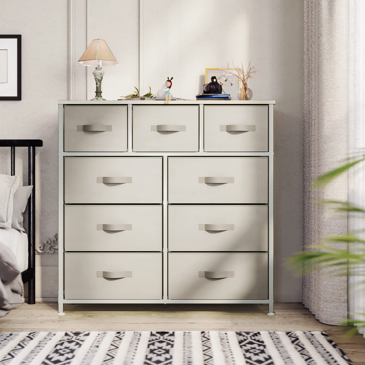 Dresser with 9 Drawers - Fabric Storage Tower, Organizer Unit for Living Room