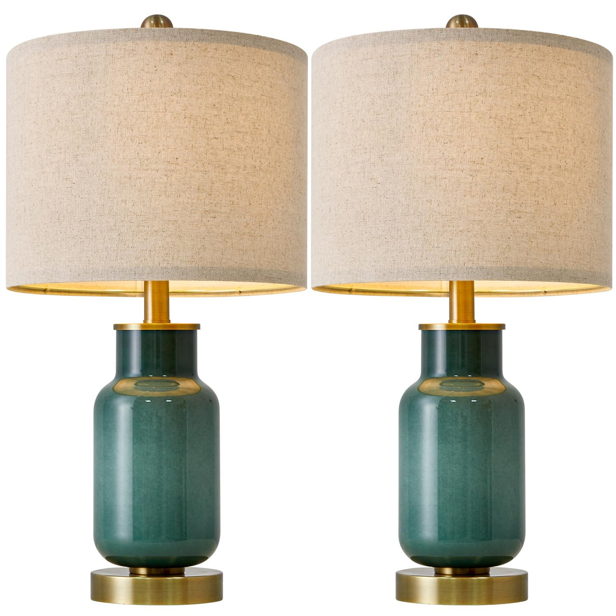 21.25" Table Lamp Set of 2 Modern Lamp for Living Room Glass Nightstand Lamp