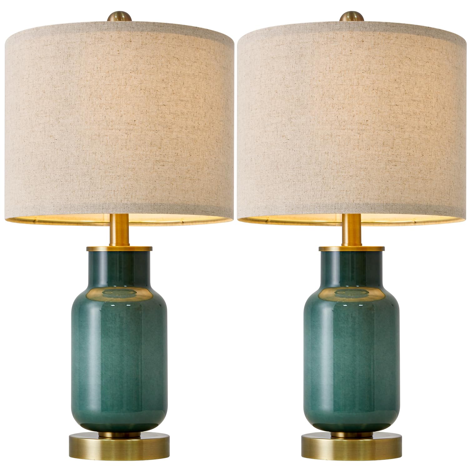 21.25" Table Lamp Set of 2 Modern Lamp for Living Room Glass Nightstand Lamp