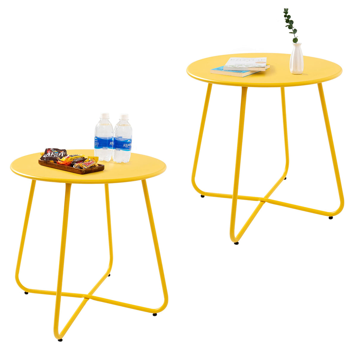 Set of 2 Outdoor Side Table Outdoor, Metal Side Table Small Round Side Table