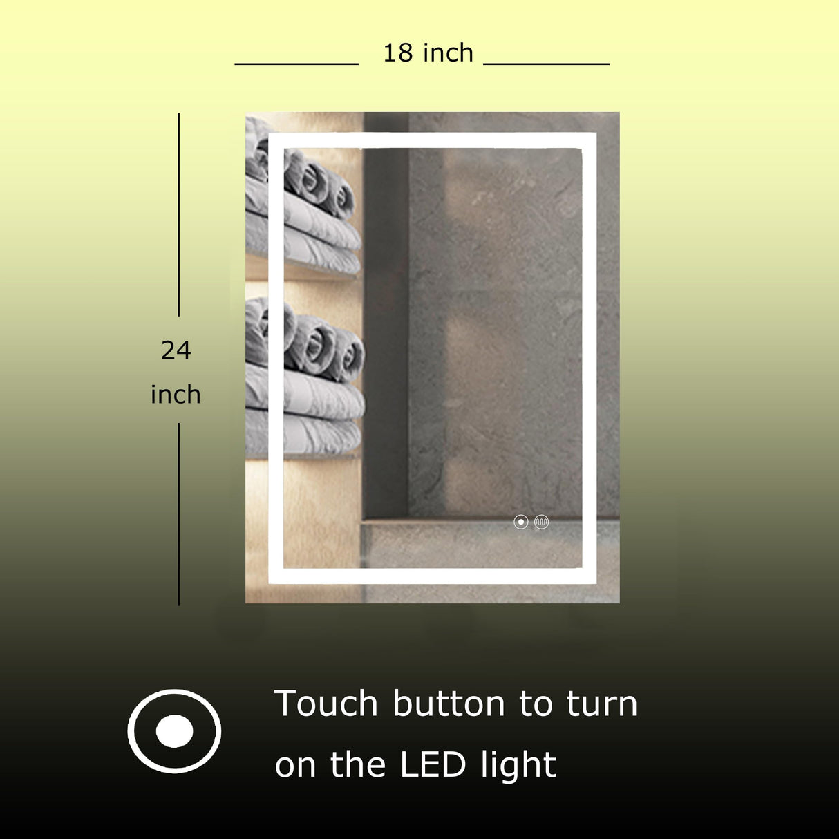 LED Vanity Mirror with Lights 24x18 Inch - Dimmable Wall Mounted Bathroom Mirror