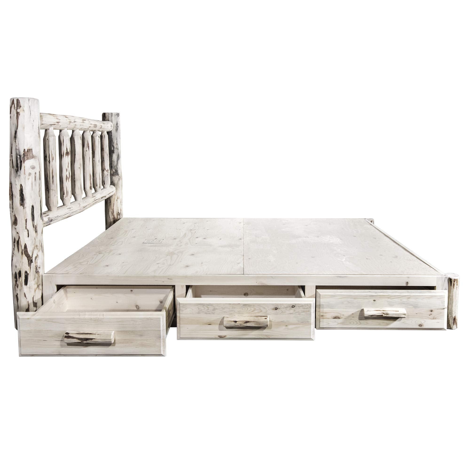 Montana Collection California King Bed with Storage Platform, Clear Lacquer Finish