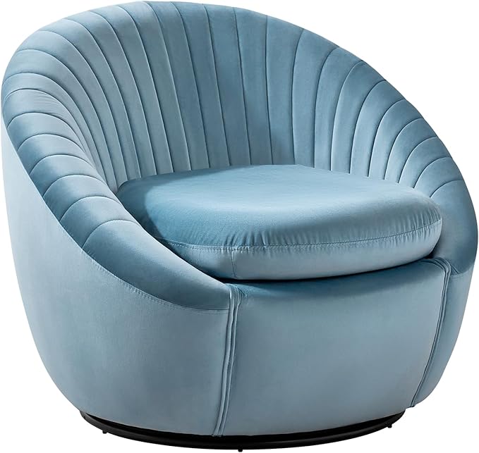 Swivel Accent Chair, Modern Velvet Shell Swivel Barrel Chair with Wide Seat