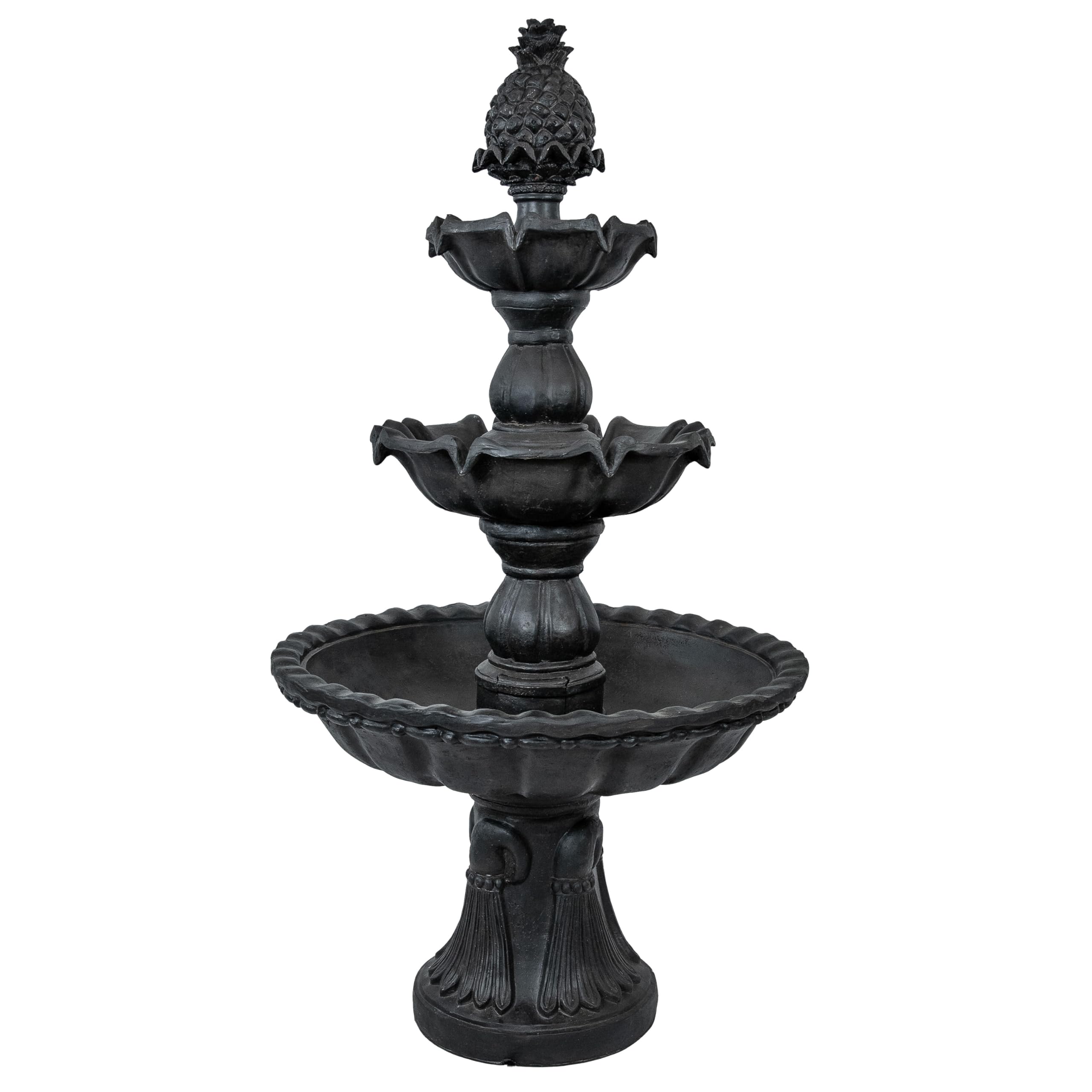 57" H Welcome 3-Tier Water Fountain - Large Electric Water Fountain with Pineapple Topper for Garden