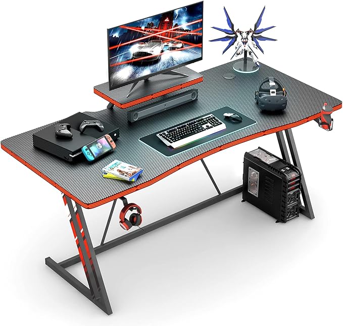55 inch Gaming Desk PC Computer Table Racing Style Home Office Desk Z Shaped Carbon fiber desktop Gamer