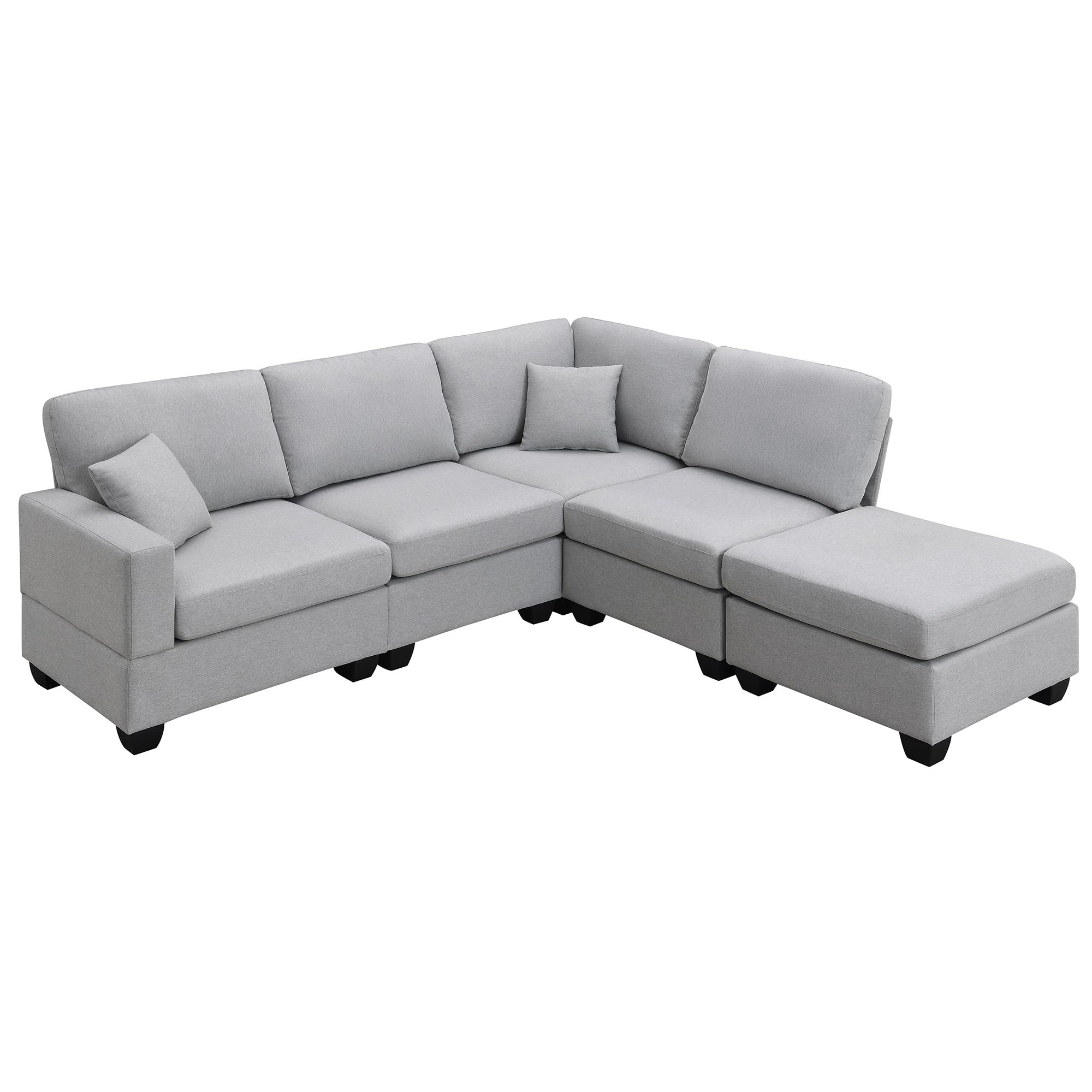 90 inch L-Shape Sectional Sofa 5-Seat Linen Modular Couches Sets