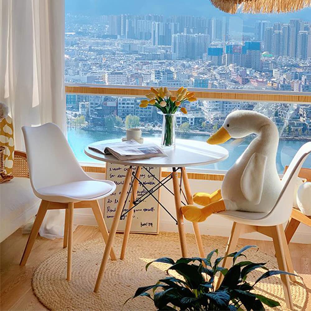 Round White Dining Table - 32 Inch Engineered Wood Top for Small Spaces