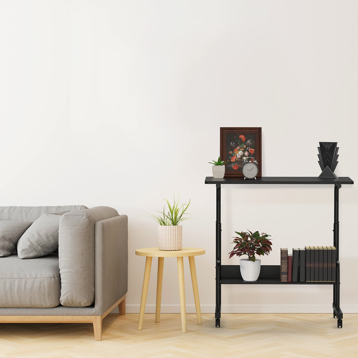 Mobile Adjustable Small Standing Desk Laptop Workstation, Black