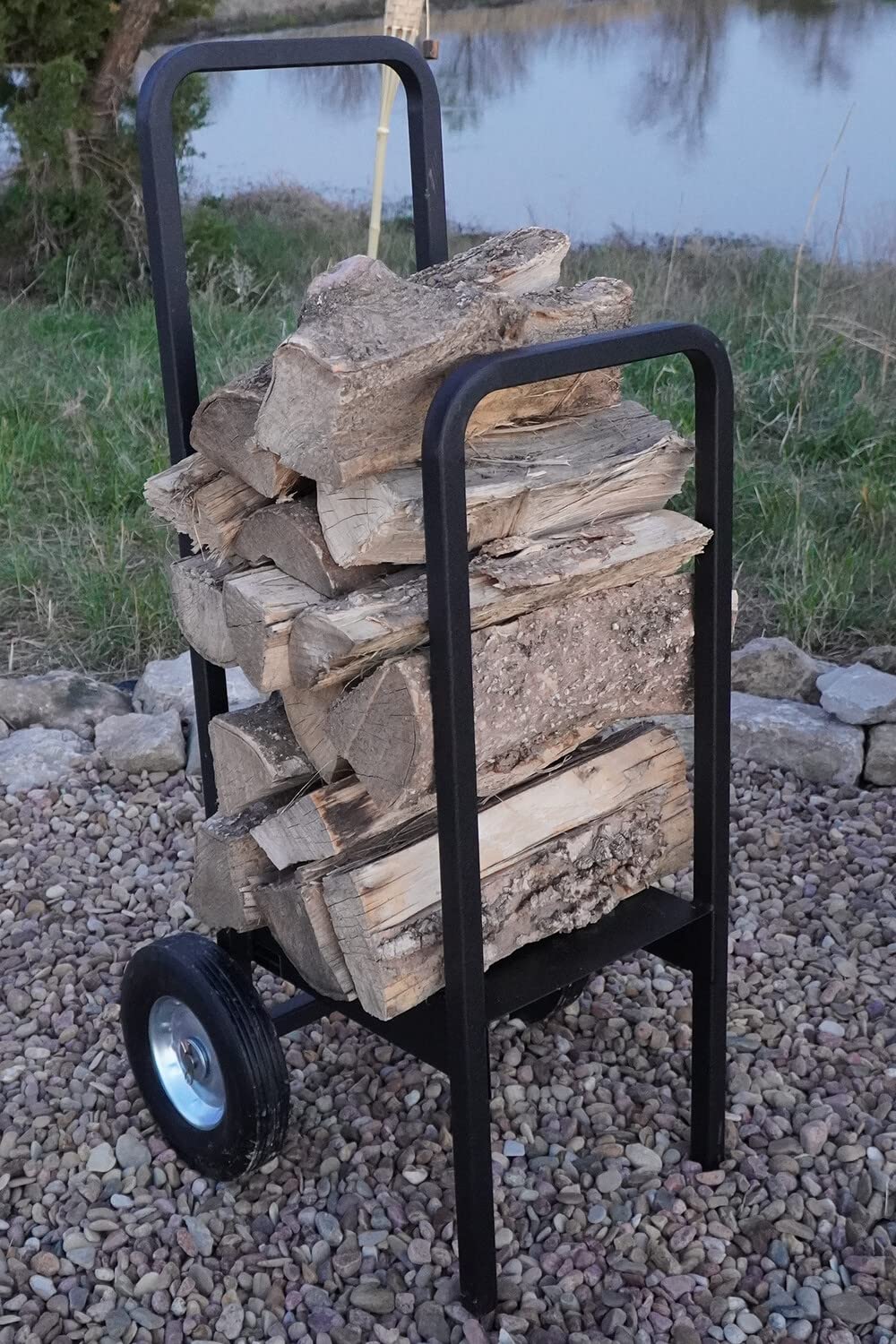 Firewood Cart - Made in The USA - Convenient and Sturdy Rolling Wood Carrier