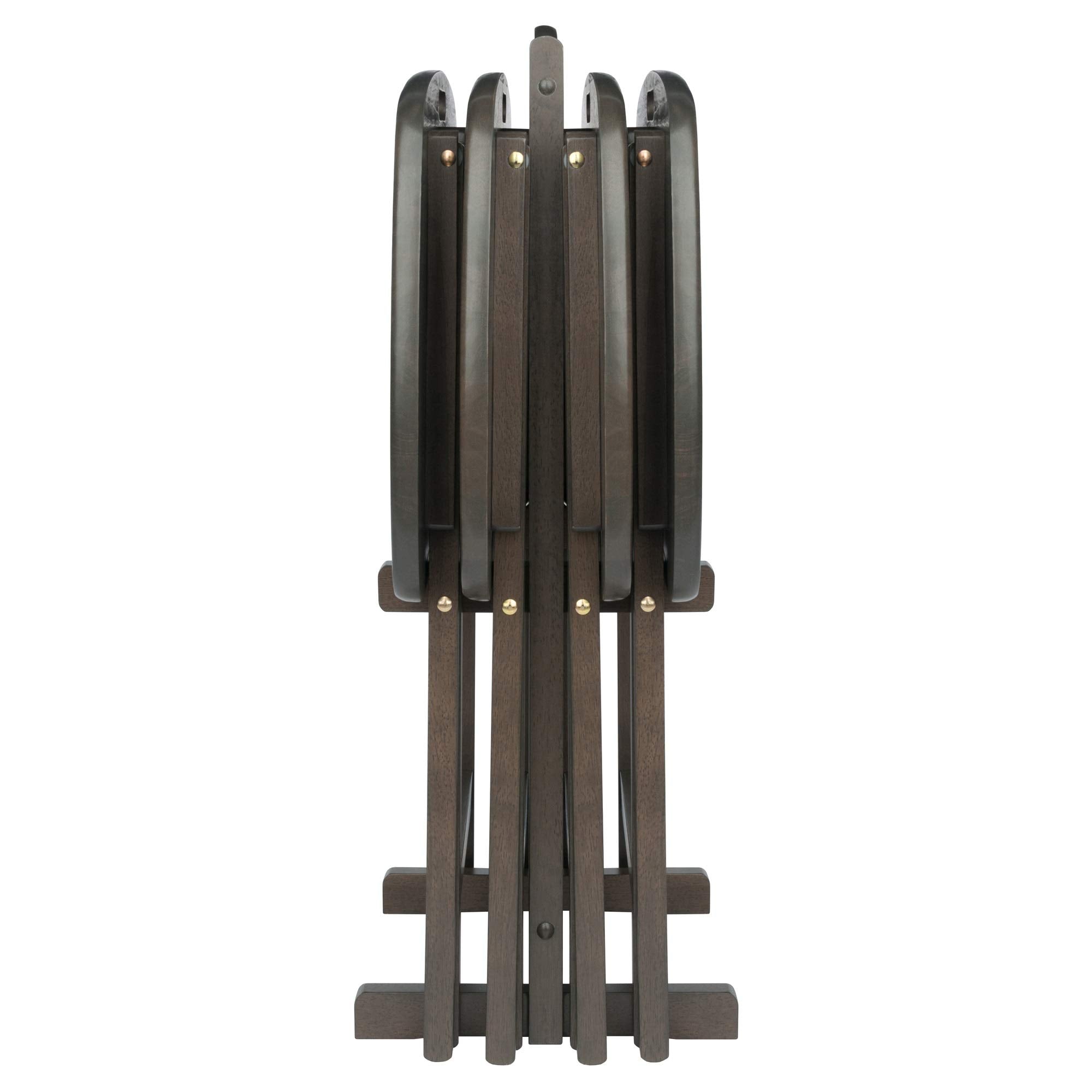 Wood Dylan 5-Piece Snack Table Set - Stylish Folding Tables, Durable X-Frame Base