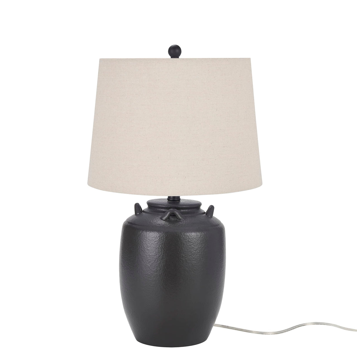 Nourison Home 24" Black Farmhouse Ceramic Pottery Jug Table Lamp for Bedside Table, Living Room, Office, Entryway
