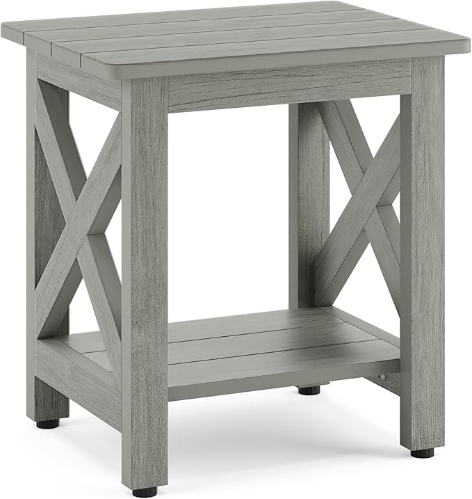 Small Outdoor Side Table, HDPS Adirondack Patio End Table with 2 Tier for Porch