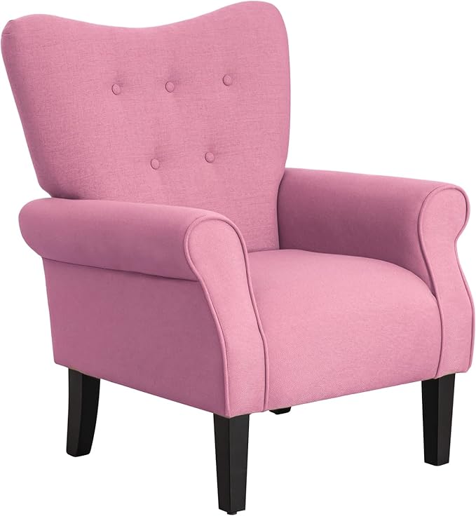 Mid Century Wingback Arm Chair,Modern Upholstered Fabric High Back Accent Chair