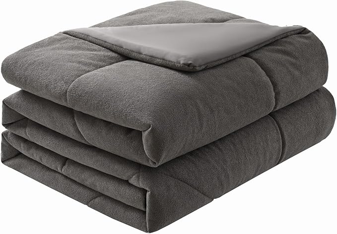 Velvet Comforter Queen Size, Alpaca Velvet, Reversible Quilt Grey Comforter for All Seasons