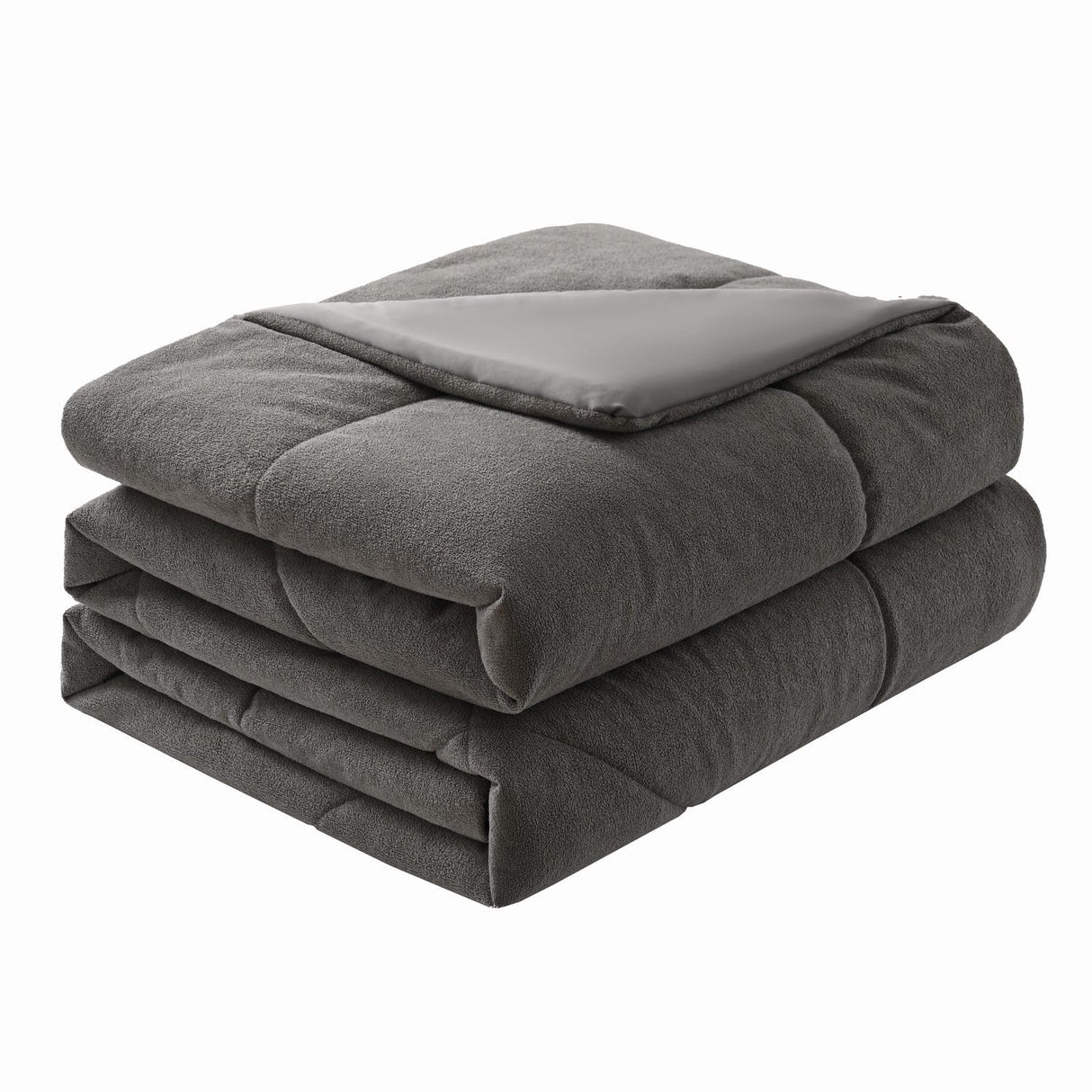 Velvet Comforter Queen Size, Alpaca Velvet, Reversible Quilt Grey Comforter for All Seasons